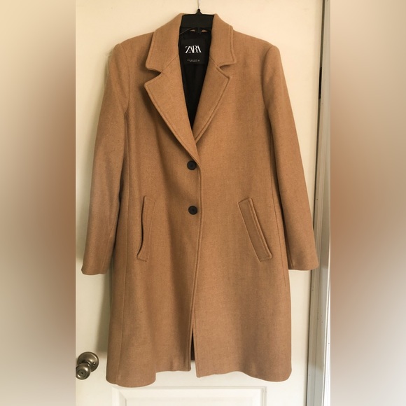 Zara Taupe Brown Fitted Wool Blend Coat - Picture 5 of 14